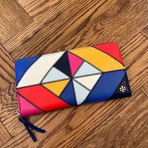 Tory Burch Full Size Leather Zip Around Patchwork Wallet